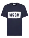 Msgm Crew Neck T-shirt With Short Sleeves And Straight Hem In Blue