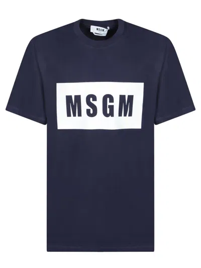 Msgm Logo Printed T-shirt In Blue