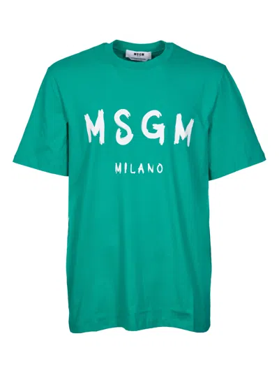 Msgm T-shirts In Emerald Green