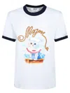 Msgm White Crewneck T-shirt With Logo Print On The Front In Cotton Woman In White