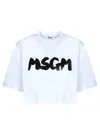 Msgm Logo-print Cropped T-shirt In White