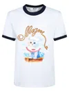 Msgm White Crewneck T-shirt With Logo Print On The Front In Cotton Woman In White