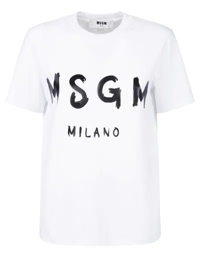 Msgm Branded T-shirt In White