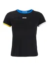Msgm Black T-shirt With Embroidered Logo On The Front And Contrasting Edges In Black