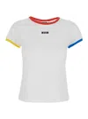Msgm White T-shirt With Embroidered Logo On The Front And Contrasting Edges In White