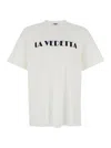 Msgm White Crewneck T-shirt With Print On The Front In Cotton Man In White