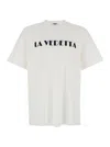 Msgm White Crewneck T-shirt With Print On The Front In Cotton Man In White