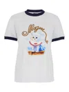 Msgm White Crewneck T-shirt With Logo Print On The Front In White