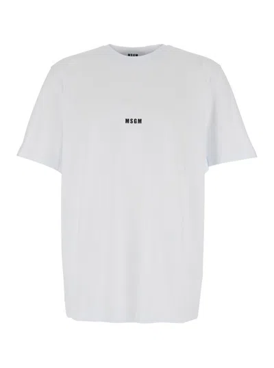 MSGM WHITE T-SHIRT WITH LETTERING LOGO ON THE FRONT IN COTTON MAN