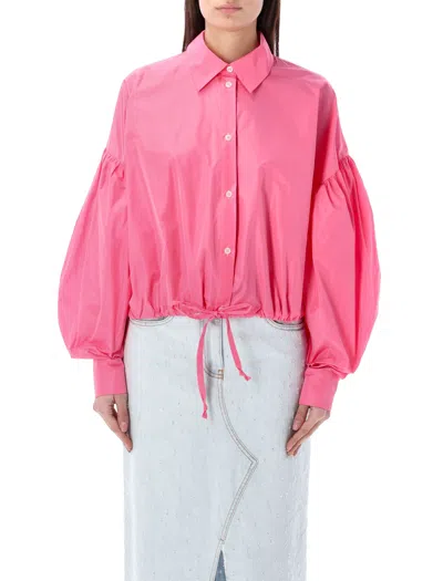 Msgm Taffeta Balloon Sleeves Shirt For Women In Pink