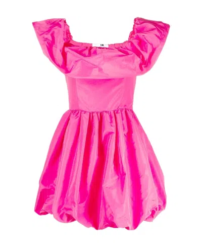 Msgm Taffeta Off-shoulder Minidress In Pink