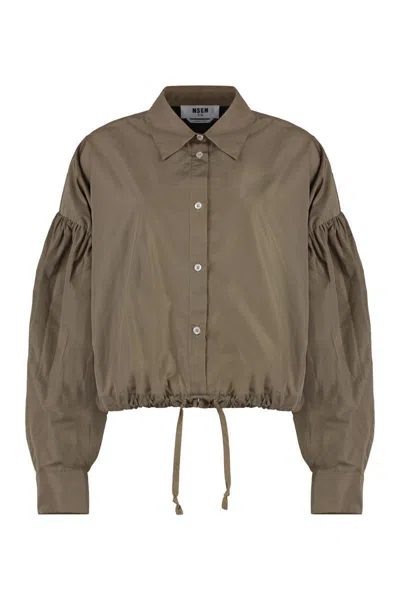 Msgm Taffeta Shirt In Beige