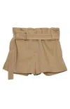 Msgm Tailored Beige Bermuda Shorts With Belted Waist In Brown