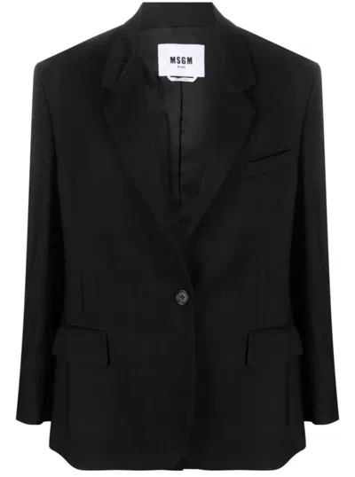 MSGM MSGM TAILORED BLACK JACKET WITH NOTCHED LAPELS