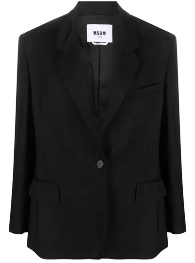 MSGM TAILORED BLACK JACKET WITH NOTCHED LAPELS