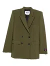 Msgm Tailored Double-breasted Green Jacket With Black Buttons In Green