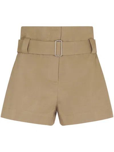 Msgm Tailored High-waist Beige Shorts In Neutral