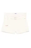 Msgm Tailored Off-white Bermuda Shorts With Belted Waist In Pink