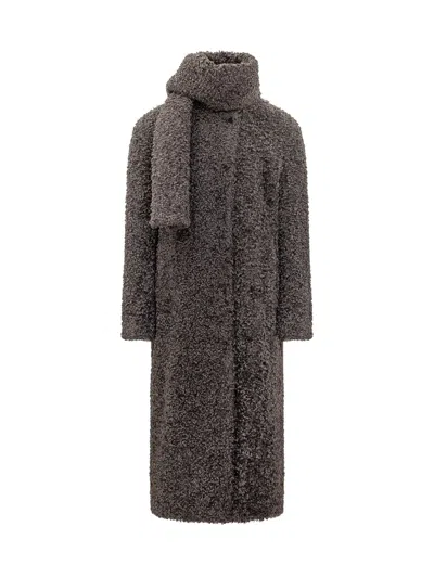 Msgm Tailored Overcoat With Elevated Structure In Gray