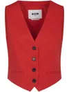 Msgm Tailored Red Vest With V-neckline In Red