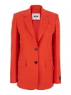 Msgm Red Jacket With Classic Lapels And Chest Pocket In Red