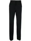 Msgm High-waisted Crepe Straight-leg Trousers With Belt Loops In Black
