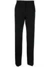 Msgm High-waisted Crepe Straight-leg Trousers With Belt Loops In Black