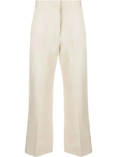 Msgm Cropped Straight-leg Trousers In Neutrals