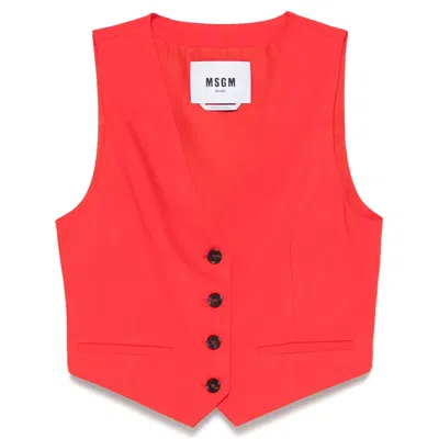 Msgm Tailored Vest In Red