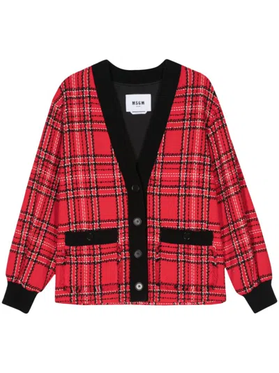 Msgm Tartan Check Pattern Jacket In Red