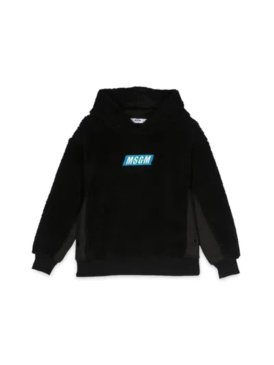 Msgm Teddy Bear+nylon Hoodie In Black