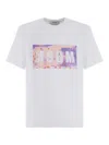 Msgm 'logo Box Camo' T-shirt In White