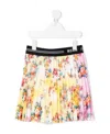Msgm Multicolored Pleated Skirt With Floral Print In Multicolor