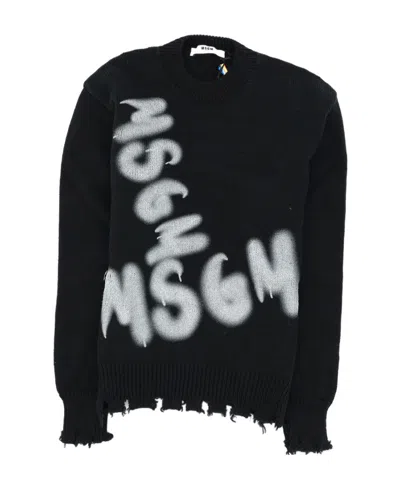 Msgm Teen Logo-print Jumper In Black