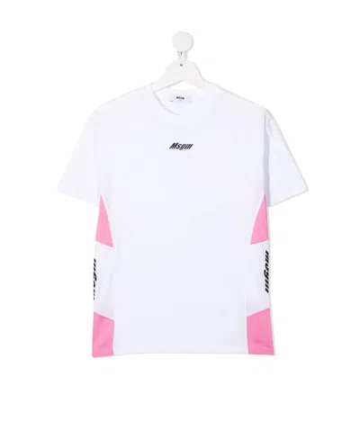 Msgm Teen Logo Print T-shirt In White