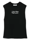 Msgm Text-print Tank Top In Black