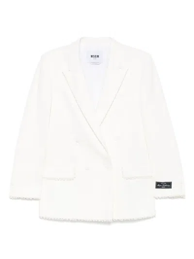 Msgm Double-breasted Blazer In Neutrals