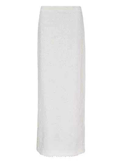 Msgm Textured Straight Skirt In White