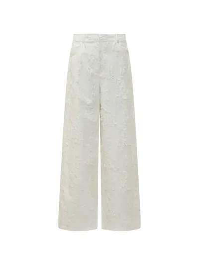 Msgm Textured Wide-leg Trousers In White