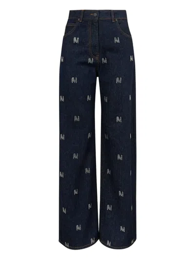 MSGM 'THEMWAVE' STRASS-EMBELLISHED DENIM JEANS