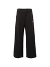 Msgm Thin Striped Pants With Logo Print In Black