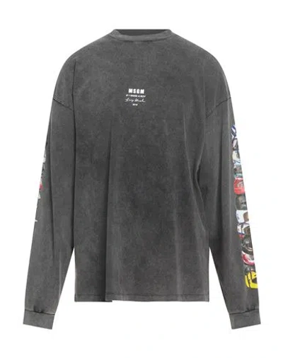 Msgm Tiago Alexandre X  Man T-shirt Charcoal Size Xl Cotton