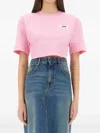 Msgm Short Drawstring Back Cropped T-shirt In Pink