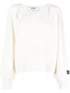 Msgm Tie-detail Ribbed Jumper In Nude