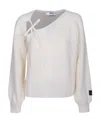 Msgm Tie-detail Ribbed Jumper In White
