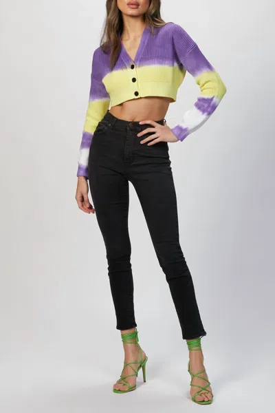 Msgm Tie-dye Cropped Cardigan In Lilac In Blue