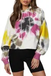 Msgm Tie-dye Hoodie In White Multi In White