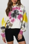 MSGM TIE-DYE HOODIE IN WHITE MULTI