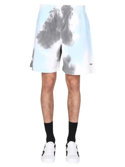 Msgm Tie Dye Pattern Bermuda In Multi