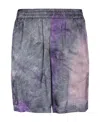 Msgm Printed Viscose Bermuda-shorts In Gray